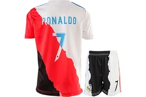 YOHA Ronaldo Madrid Manchester Torino Trio Edizione Speciale Vintage #7 Set di Maglia e Pantaloncini per Bambini Taglie Giovani