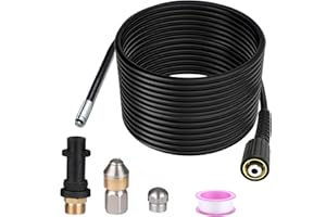 Monave 20m Sonda Sturatubi Compatible con Karcher Idropulitrice, Tubo Idropulitrice Per K2 K3 K4 K5 K7 Accessori Idropulitrice con 2 Ugelli G1/8 per Getto di Fogna 180Bar 60C°