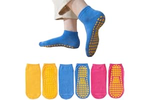SamHeng Chaussettes Antidérapantes Enfants, 3 Paires Colorées Pour Trampoline, Sol Et Pantoufles - Anti-dérapant Pour Bambin 5-10 Ans, Garçons Et Filles