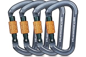 SOB Mosquetones de Bloqueo, Mosquetones de Escalada Gancho Mosquetón de Trabajo Pesado con Tapón de Rosca para Camping, Hamacas, Columpio, Llavero