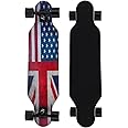 Longboard Skateboard, 8 Layer Natural Maple Complete Skateboard Cruiser, Drop Through Longboard Skate Board for Adults, Teens, Youths, Beginners, Girls and Boys (American