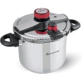 M&uuml;ller Kitchen Fast Pressure Cooker (Stainless Steel, Induction Base, Two Pressure Settings, Quick Pressure Release Valve, Ea