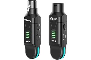 Vibroo Wireless XLR Transmitter & Receiver, 2.4GHz Wireless Microphone System, 100ft Range, 48V Phantom Power, Ultra-Low Latency for Live Performance, Streaming