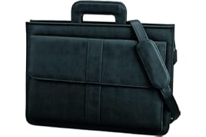 Alassio Réf 41024 Sacoche porte-documents zippée Plusieurs compartiments Bandoulière Imitation cuir Noir (Import Royaume Uni)