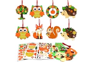 AFXXE Activité Manuelle Enfant, Bricolage d'Automne en Mousse,Hérisson Feuille d'érable Enfants Loisirs Créatifs Fêtes Activité Manuelle de Groupe Fête des Moissons Autocollants en Suspendues