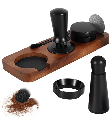 POPOYU Mini boîte à café à expresso, petite boîte à café rouge, avec barre de frappe amovible absorbant les chocs et base antidérapante, accessoires de barista