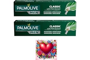 BIGHART Pack of 2 Palmolive Classic Shaving Cream For Men With Palm Extract And Fridge Magnet - Smooth Shave, Rich Lather, Softens Facial Hair, Shave Cream, Classic Fragrance, Palmers All Skin Types