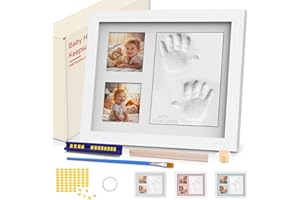 DZKKIUR Marco Huellas bebe - Kit de Marco para Huella de Pie y Manos del Bebe - Kit de Precioso Recuerdo de Tu Bebé - Set de Modelación para Decoración - Regalos Bebes Recien Nacidos Originales