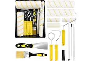 ZWQLZG Wałek malarski do malowania ścian, 12-częściowy zestaw tac malarskich, 23 cm i 10 cm, rolki piankowe, wałek do lakierowania, wałek malarski, farba ścienna ze zbiornikiem i wanną malarską, zestaw