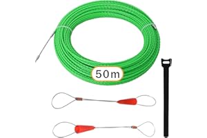 Gekufa Sonda Passacavi Cavo da 50 m, 4,5 mm, Sonda Tiracavi Con 2 Molla Di Guida, pilota passacavi elettrico, molla elettricista(Verde)