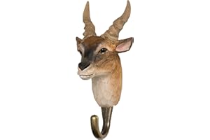 WILDLIFEGARDEN Wildlife Garden WG4540 Haken Elenantilope - Handgeschnitzter Tierhaken aus Holz und Metall - Sammlung Afrikanischer Tiere