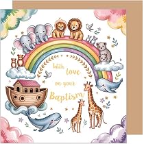 Edition Seidel Biglietto Di Auguri Per Battesimo Con Busta - Design Arca Di Noè E Animali Arcobaleno (Formato 17x11,5 Cm, Stampato In Germania)