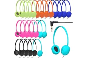 Geekria 24 Stück kabelgebundene Kopfhörer für das Klassenzimmer, verstellbare On-Ear-Kopfhörer, Kinderkopfhörer, On-Ear-Headset für Schulen, Studenten, Bibliotheken, Computerlabore, Testzentren