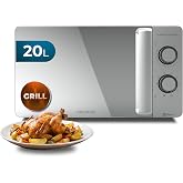 Cecotec Microwave with Grill 20L and 700W ProClean 3160 Mirror Wave | 6 Power Levels, Grill 800W, 3DWave Technology Non-Stick