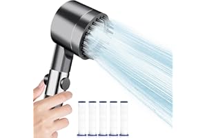 NALIKOSTY Alcachofa de Ducha con Filtro Antical, Duchas de Baño Alcachofa alta Presión, Telefono Cabezal de Ducha Filtro Agua, Reducción Consumo Agua，Modos Flexibles 3+1 y 5 Filtros