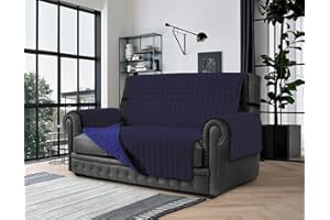 BANZAII TEXTILE INNOVATOR ONLINE Banzaii Copridivano 3 Posti Antimacchia, Salvadivano Trapuntato Bicolore Blu/Azzurro per Seduta da 170 a 195 cm