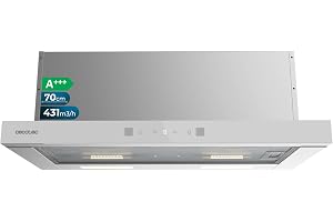 Cecotec Köksfläkt 70 cm teleskopisk Bolero Flux TLT 704400 glas vit A+++. Sug 431,2 m³/h, låg förbrukning, DC-motor, rörelse- och pekkontroll, vitt frontglas, rostfritt stål