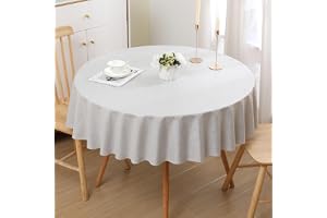 Homaxy Bordsduk med linneutseende, tvättbar, lotuseffekt, linneduk, vattenavvisande, fläckskydd, rund, 140 cm