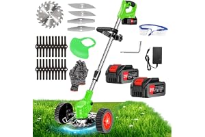 Tagliaerba A Batteria 21V 3 In 1 - Con 3 Lame, 2 Batterie 2000mAh, Manico Telescopico, Per Giardino E Cespugli