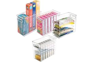 mDesign Kitchen Storage Organizer Bins for Refrigerator, Pantry, Cabinet - 25.4 cm x 12.7 cm x 20.3 cm, Pack of 4, Clear