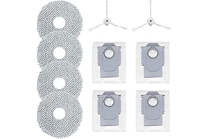 KGC Kit di Accessori Ricambi compatibili con Roborock Q Revo,2 Spazzole Laterali, 2 Filtri, 4 Sacchetti di Raccolta Della Polvere, 2 Stracci, 1 Spazzola a Rullo