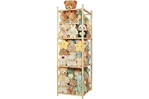 SUNMON Organizador Juguetes para Guarda Peluches, Almacenamiento Organizador Peluches, Juguetes de Peluche Montado Pared para Cuarto de Bebé, Sala de Estar (3 Capas)