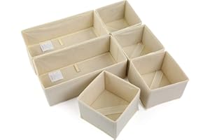 NEWSTYLE Organizzatori di Cassetti, Set di 6 Organizer Armadio divisori Scatola Pieghevole Pieghevole in Tessuto cassetto Organizzatori per cassetti Biancheria Intima, Reggiseni (Grigio)