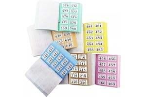 Sixstore Lot de 6 livres de tickets de tombola numérotés de 1 à 1 000 tombolas pour événements caritatifs, tirages numérotés avec numéros porte-bonheur, tickets colorés avec lignes perforées
