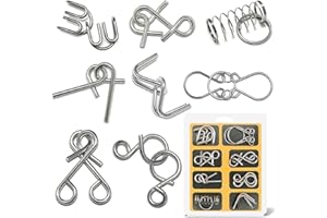 Steemjoey 8 sztuk metalowych puzzli, metalowe puzzle, metalowe puzzle, zestaw do myślenia, test IQ, zabawka edukacyjna na imprezę, prezent urodzinowy dla dorosłych i dzieci
