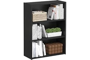 Furinno PASIR Book Shelf, 3-Tier Bookshelf, Storage Shelves Bookcase, 9.7 x 23.7 x 31.5, for Living Room, Bedroom, Home Office, Americano