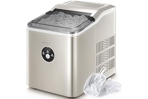 Macchina Ghiaccio 12KG in 24h, Pronto in 6-8 Minuti, Macchina del Ghiaccio Casa 2L, Macchina per il Ghiaccio Professionale Silenzioso Compatto Senza Impianto Idraulico, NORTHCLAN (Light Grey)