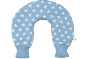 UMOI Bolsa de agua caliente de PVC para cuello y hombro, botella de agua caliente para cuello, funda de punto con estrellas, 2 litros, certificado BS1970:2012 (Azul Claro)