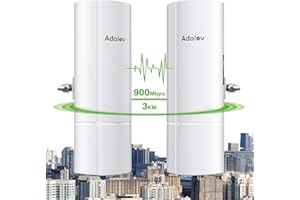 Adalov CPE365 5.8G WLAN Bridge Outdoor, 3KM Gigabit Point-von-Point Wireless Bridge, 1000Mbps LAN Port, 16dBi Antenne, 900Mbps CPE für Netzwerkverlängerung und IP-Kamera, 24V PoE Adapter, 2er-Pack