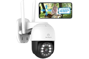 ANTELA Zewnętrzna kamera monitoringowa 4 MP/2,5 K, 360° PTZ WLAN kamera outdoorowa z nagrywaniem 24/7, IP65, 50 m kolorowa/IR/Smart widoczność w nocy ze światłem, 2-drożne audio, wykrywanie ruchu,