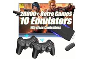 JVSURF Wireless Retro Game Console, HD Classic Games Stick Built in 10 Emulators with 20000+ Games and Dual 2.4G Wireless Controllers, 4K HDMI Output Video Games for TV, Gift for Adults & Kids