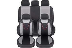 Auto Accessori Lupex Fundas Asientos Coche Universal, Tejido Poliester, Juego Fundas Asientos adaptables, No SUV (Delantero y Trasero, N - Gris)