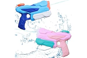 METHROP Water Guns 2 Pack Water Pistol for Kids Super Soaker Squirt Blue Pink 300ml Small Water Pistols Swimming Toys for Summer Beach