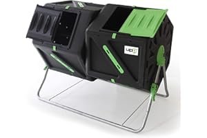 UPP Compostador de Barril, 2 cámaras/Tambores de 105L para jardín o balcón I compostador térmico, ventilación Interna, acelera el compostaje, abono orgánico (95 x 60 x 82 cm)