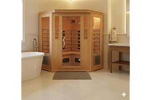 CONCEPT USINE | Cabine Sauna Infrarouge 3-4 Places en Bois Hemlock | Chaleur Sèche Économique | Chromothérapie 5 Lampes | 6 Diffuseurs Céramiques + 2 Carbones | Station LCD | Radio Bluetooth | 2340W