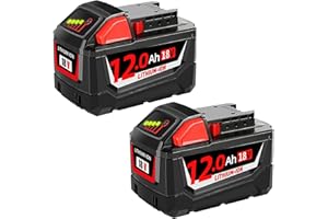 AICIPOW 2 X 12.0Ah Replacement for Milwaukee M-18 battery, Compatible with Milwaukee Battery M18 48-11-1811, 48-11-1815, 48-11-1820, 58-11-1822, 48-11-1828, 48-11-1840 and Cordless Power Tools