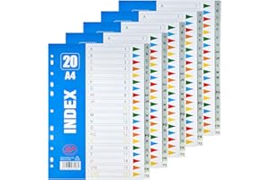 aupawdy 100 Fogli/5 Set Divisori e Raccoglitori con 11 Fori Divisori Raccoglitori Ad Anelli, Tacche Alfabetiche Grigie A-Z, Divisori per Raccoglitori Ad Anelli A4 Divisori per Quaderni