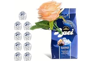 NARAMAKI Baci Perugina Regalo Festa della Mamma 2025 - Baci Perugina Bag Classico Fondente 125 g + Rosa Color Pesca Artificiale - Regalo Mamma|Donna