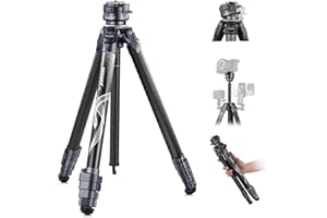 NEEWER LITETRIP LT32 62" Travel Tripod Carbon Fiber with ±15° Leveling 360° Panorama Head, Detachable Center Axis, Fast Flip Buckle, Arca QR Plate Compatible with Peak Design Capture V3, (Former TP62)