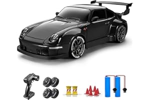 ACAMMZAR Voiture Télécommandée Drift, 1:24 20KM/H 4WD Voiture Télécommandée Tout Terrain Enfant Adulte, RC Drift Car pour Les Garcon de 5 6 7 8 9 10 Ans, avec lumières LED et 2 Piles, Noir