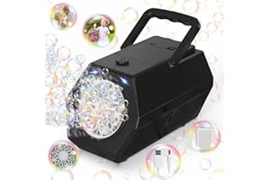 Babuloo Automatic Bubble Machine, Professional Bubble Maker 2 Speeds for Kids 15000+ Big Bubbles/Min, 240ml Solution Portable Bubble Blower Machine with Lights Outdoor Bubble Toys for Party Wedding