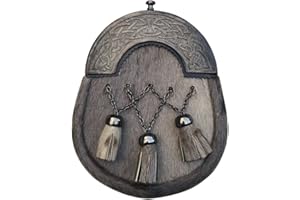 TIDONEAM House of Highland 77 Mens Kilt Sporrans Celtic Cantle Antique Full Dress Kilts Sporrans, L, Beige