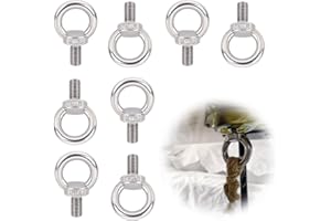 GREACESRIO 8 Piezas M6 Cancamo, Tornillo con argolla, Anillos de Elevación, Tornillo de Ojo, Perno Ojo de Levantamiento de Rosca Macho in 304 Acero Inoxidable, para Equipos de Elevación