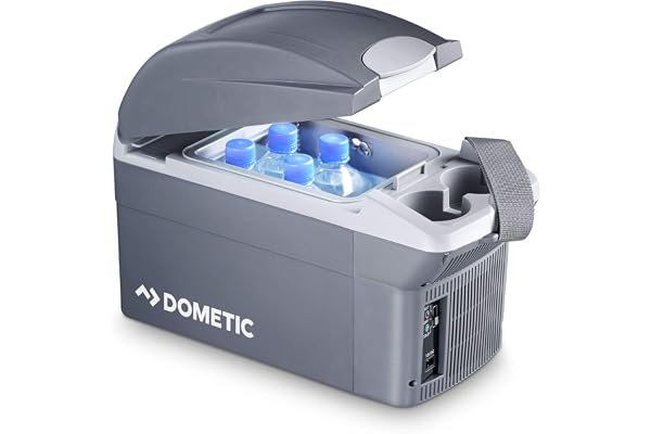 DOMETIC TB 08 Glacière Électrique, Fixation Accoudoir Véhicule, 8L, 12V, 20°C en Dessous de la Température Ambiante, Chauffage Jusqu'à +65°C, Grey