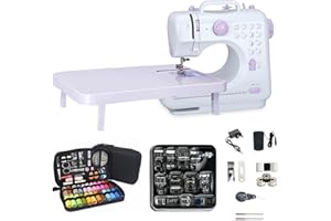 Outbit Mini Sewing Machine for Beginners, 12 Stitches Double Thread Electric Sewing Machine with 11pcs Presser Feet Set and 97pcs Sewing Kit