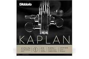 Corda Singola Mi d'Addario Kaplan Golden Spiral Solo per Violino, senza Pallino Finale, Scala 4/4, Tensione Bassa